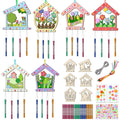 TREACLUB birdhouse wind chime kit with six styles for creative painting and DIY decor