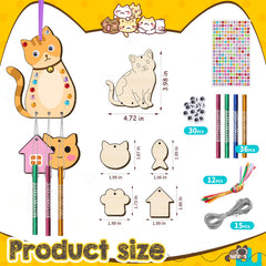 TREACLUB cat wind chime kit small cutouts ready for colorful designs.