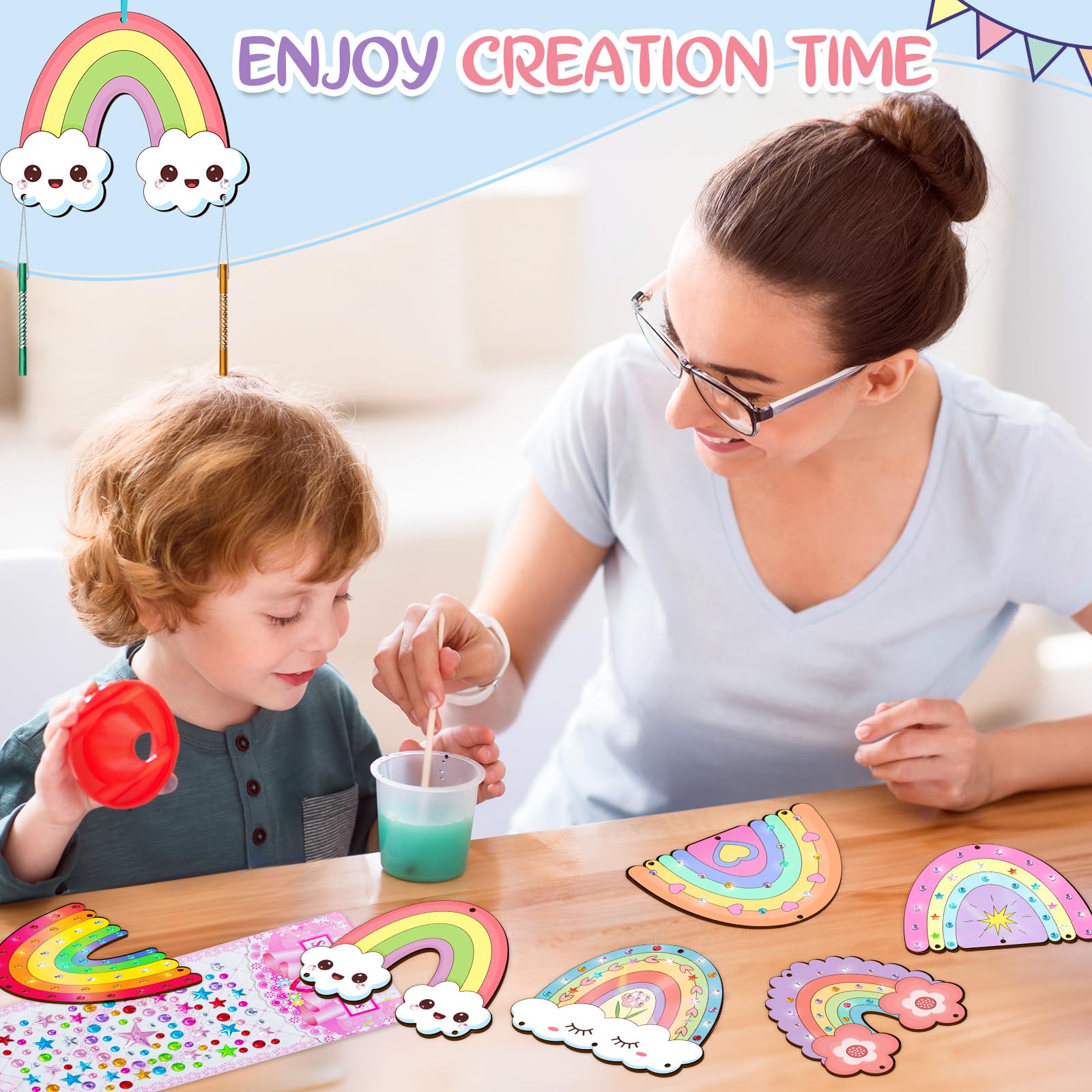 TREACLUB step-by-step assembly visuals guide kids through DIY wind chimes