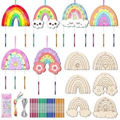 TREACLUB rainbow wooden cutouts for kids crafts and decor