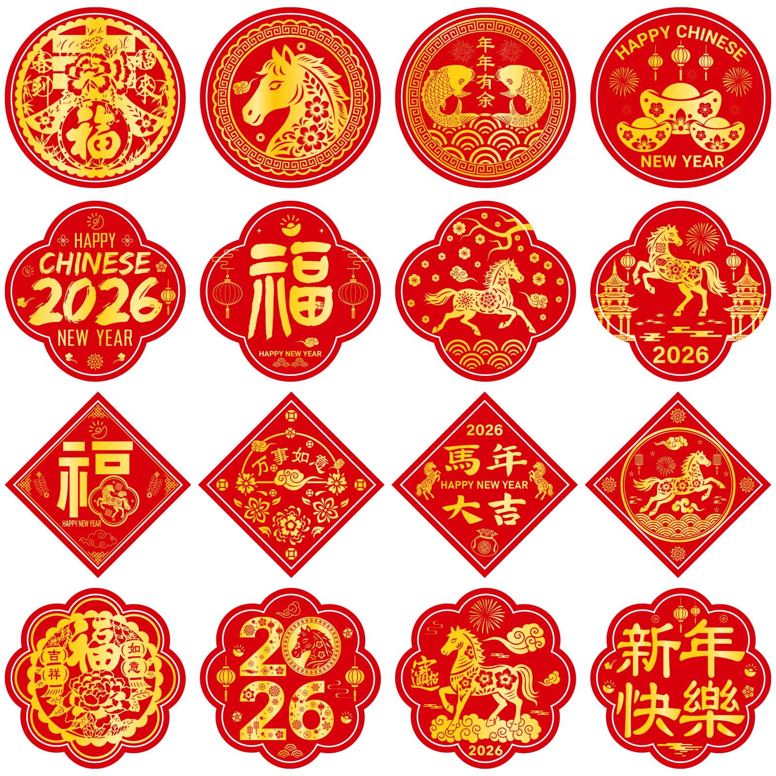 TREACLUB Year of the Horse stickers collection for Lunar New Year envelopes and gifts.