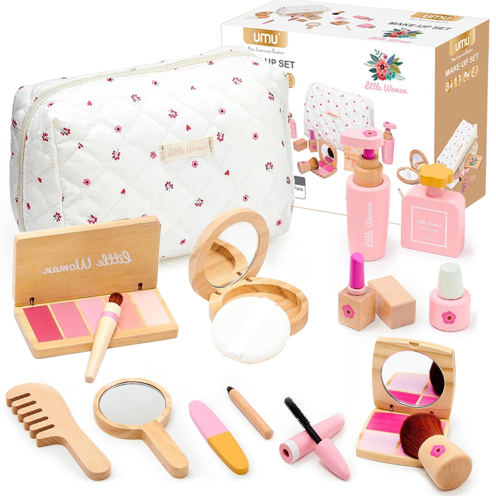 Treasdamic wooden makeup toy set full display for imaginative, mess-free play