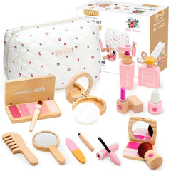 Treasdamic wooden makeup toy set full display for imaginative, mess-free play