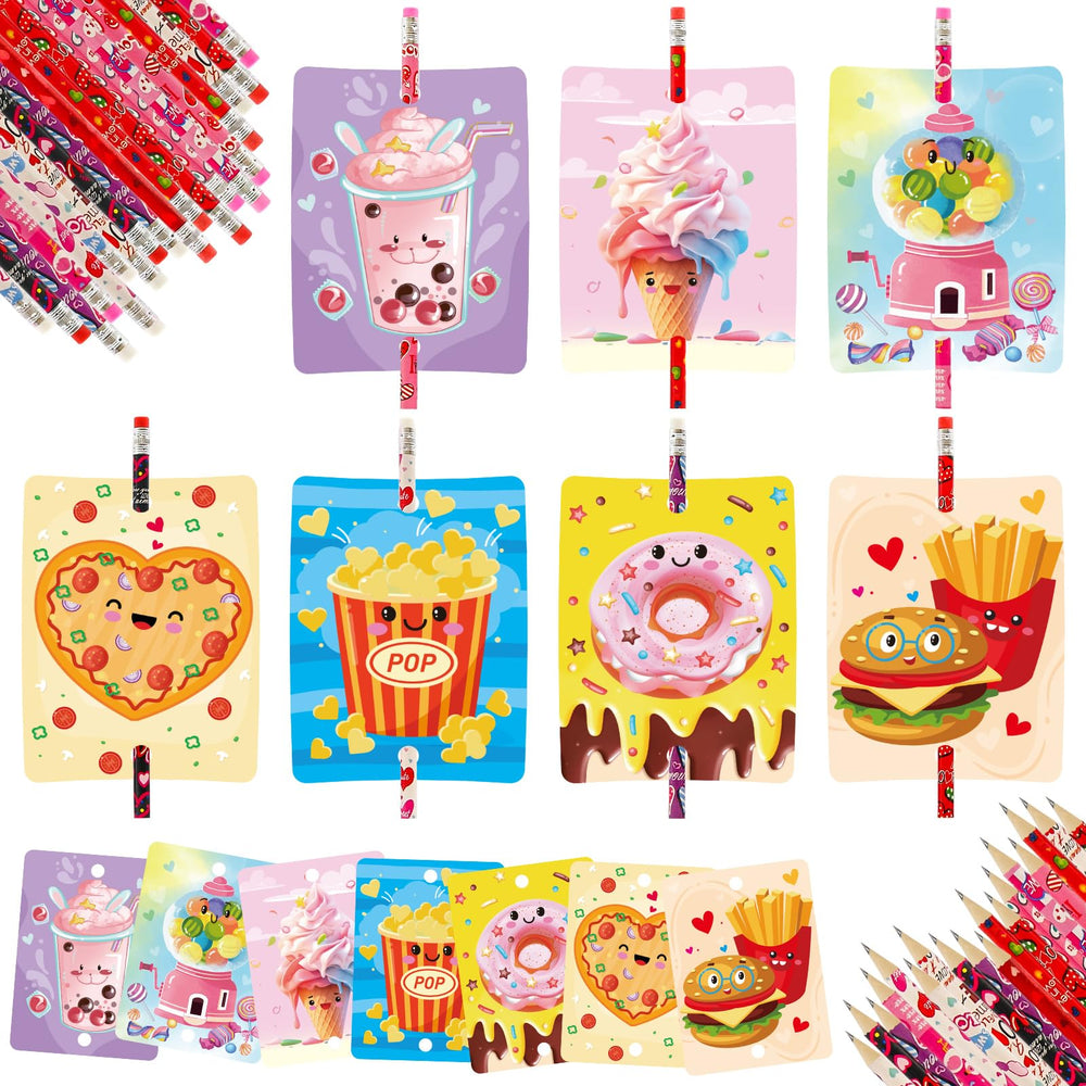 Treasure Cove Valentines card design 2 with pencil, adds bright color to party favors