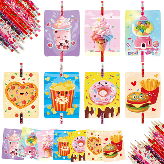 Treasure Cove Valentines card design 2 with pencil, adds bright color to party favors