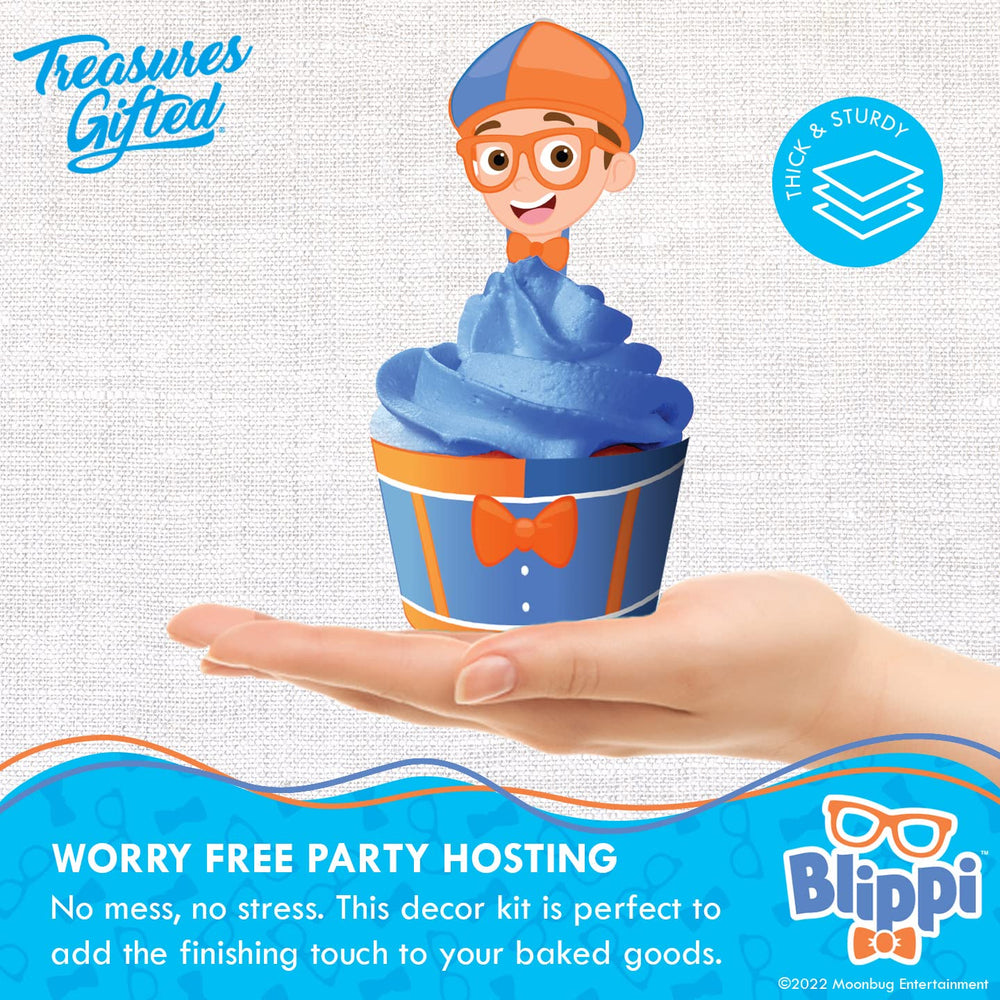 Treasures Gifted Blippi decorations create a cohesive party look across desserts.
