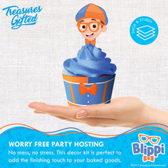 Treasures Gifted Blippi decorations create a cohesive party look across desserts.