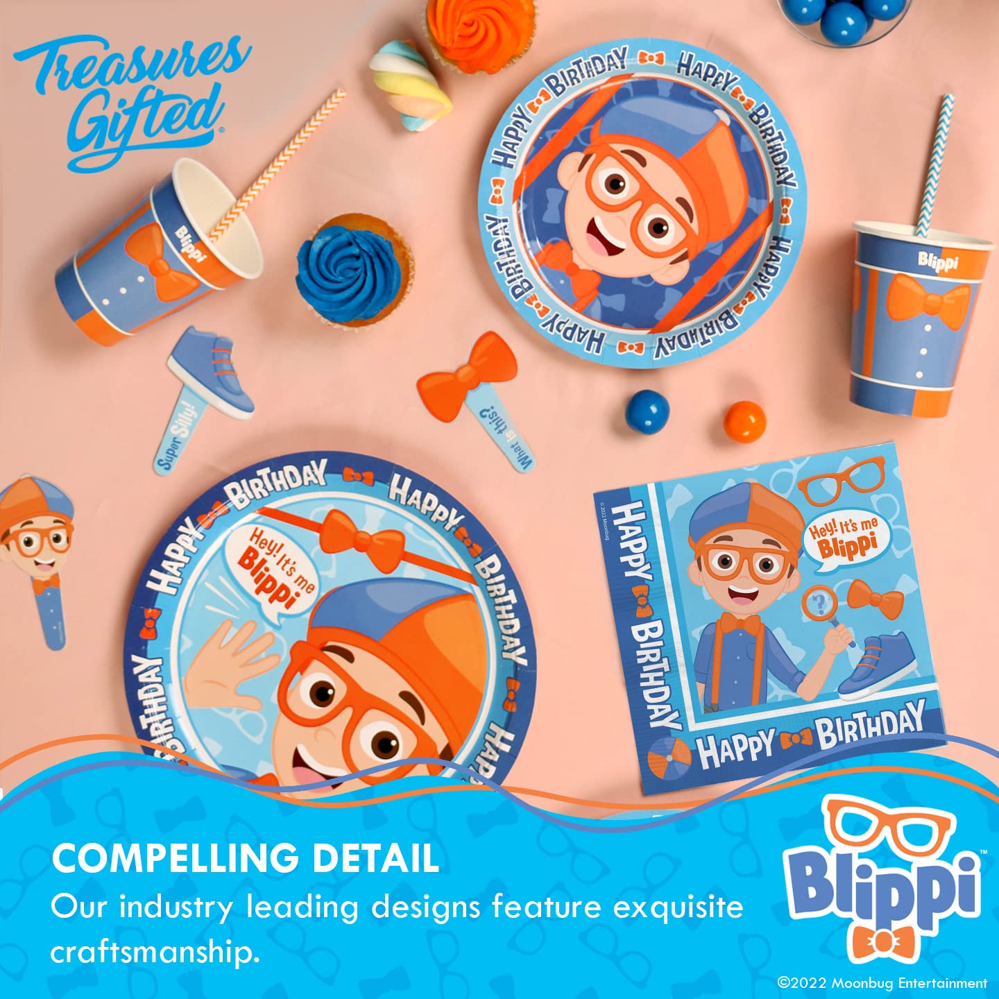 Treasures Gifted Blippi toppers closeup showing iconic glasses and design.