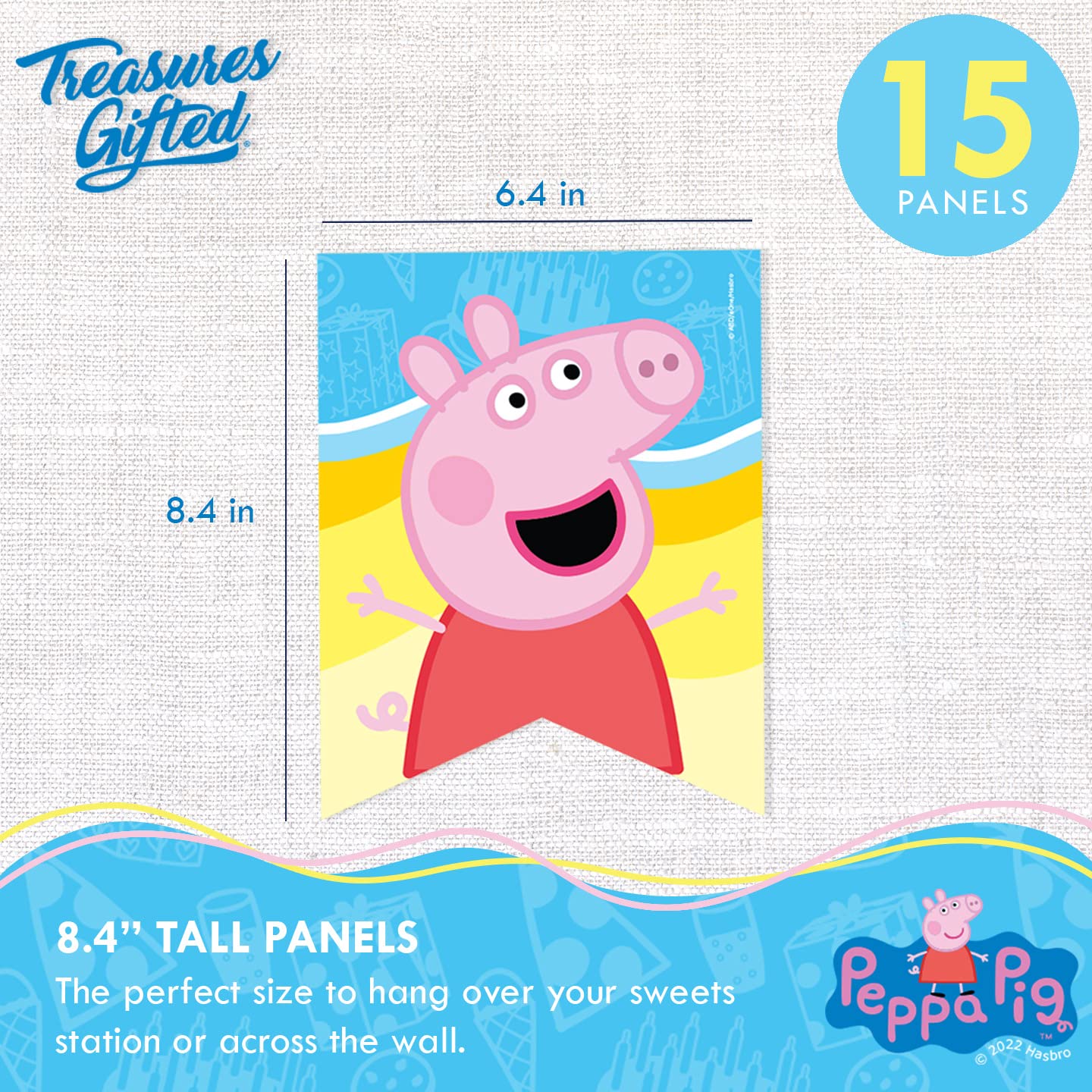 Treasures Gifted Peppa Pig banner characters close-up highlights beloved cast.