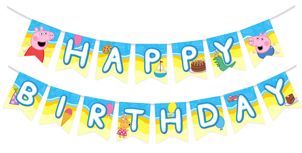 Treasures Gifted Peppa Pig banner front view for instant party backdrop.