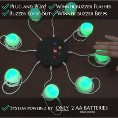 Trebisky buzzer buttons beep to indicate the first buzz-in.