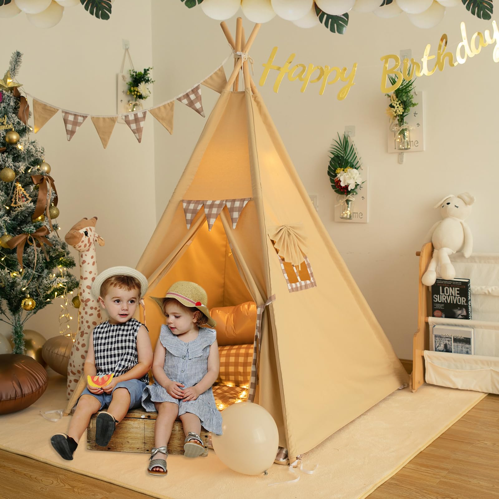 TreeBud teepee tent fairy lights add magical ambiance for imagination