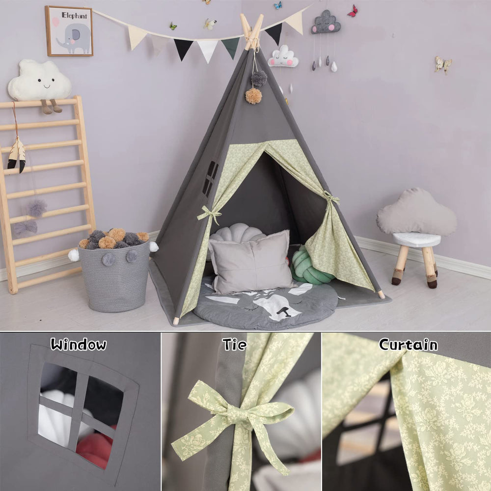 TreeBud Teepee Tent floral door curtain adds charming privacy and style