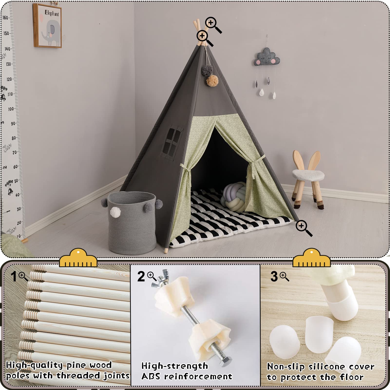 TreeBud Teepee Tent side window provides ventilation and supervision access