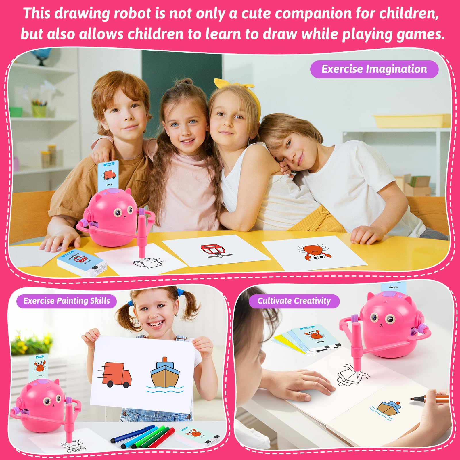 TREEFIA drawing robot 100 word cards: quick topic ideas to start drawing sessions.