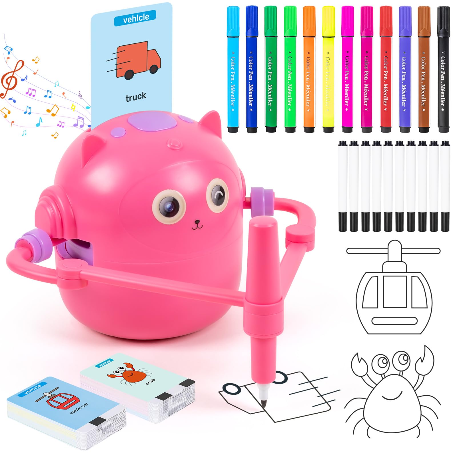 TREEFIA drawing robot kids pens cards: sparks creativity and improves hand-eye coordination.