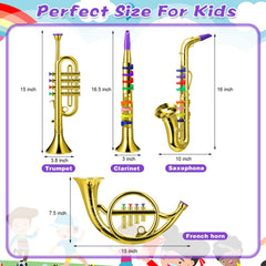 Treela toy saxophone showcases color keys for beginner-friendly play.