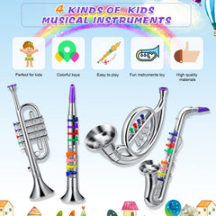 Treela toy trumpet with bright keys supports pretend band play at home.