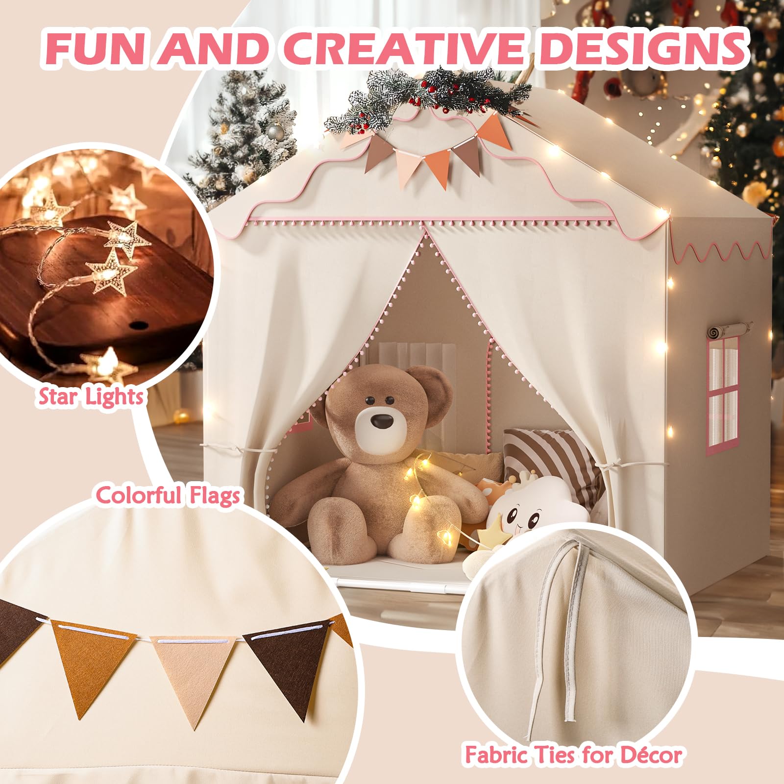 TreeStone large playhouse space fits several kids for group activities.