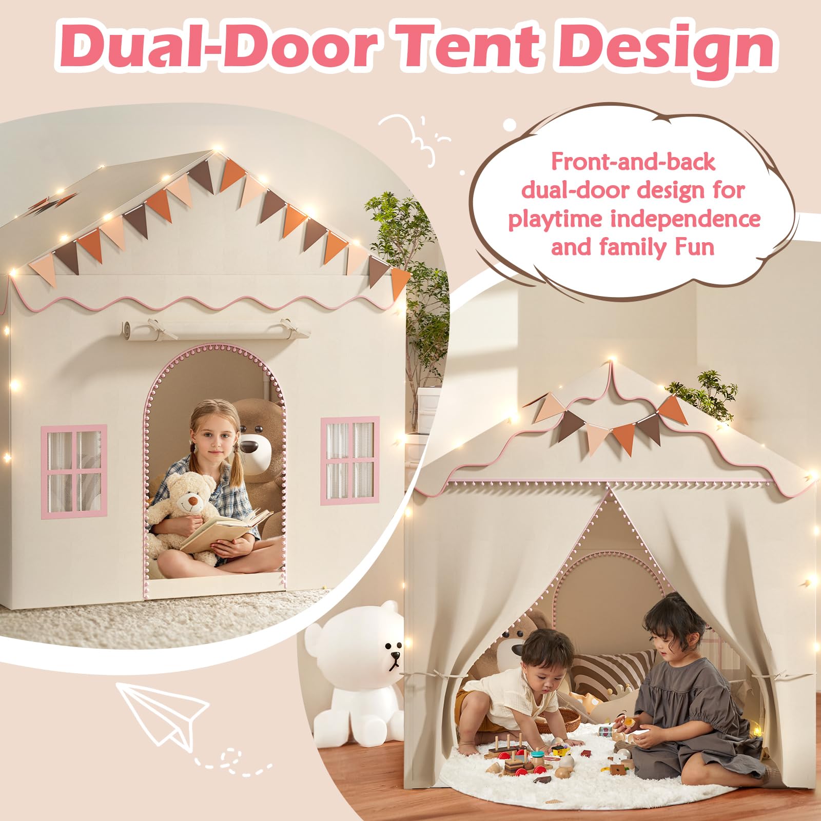 TreeStone padded mat interior provides a cozy, cushioned space for safe crawling.