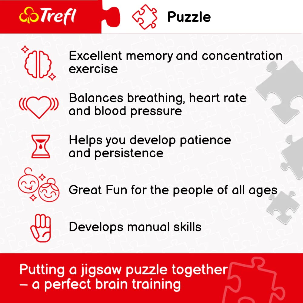 Trefl jigsaw pieces interlocking close-up, showcasing precise cuts for satisfying assembly