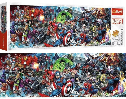 Trefl Marvel Avengers puzzle pieces close-up emphasizes easy handling.