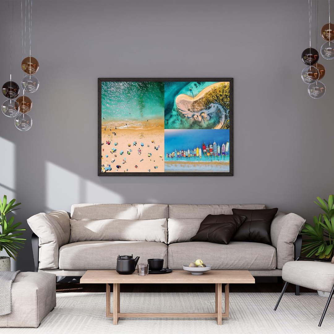 Trefl Premium UFT aerial views collage: beach scenery, mindful play.