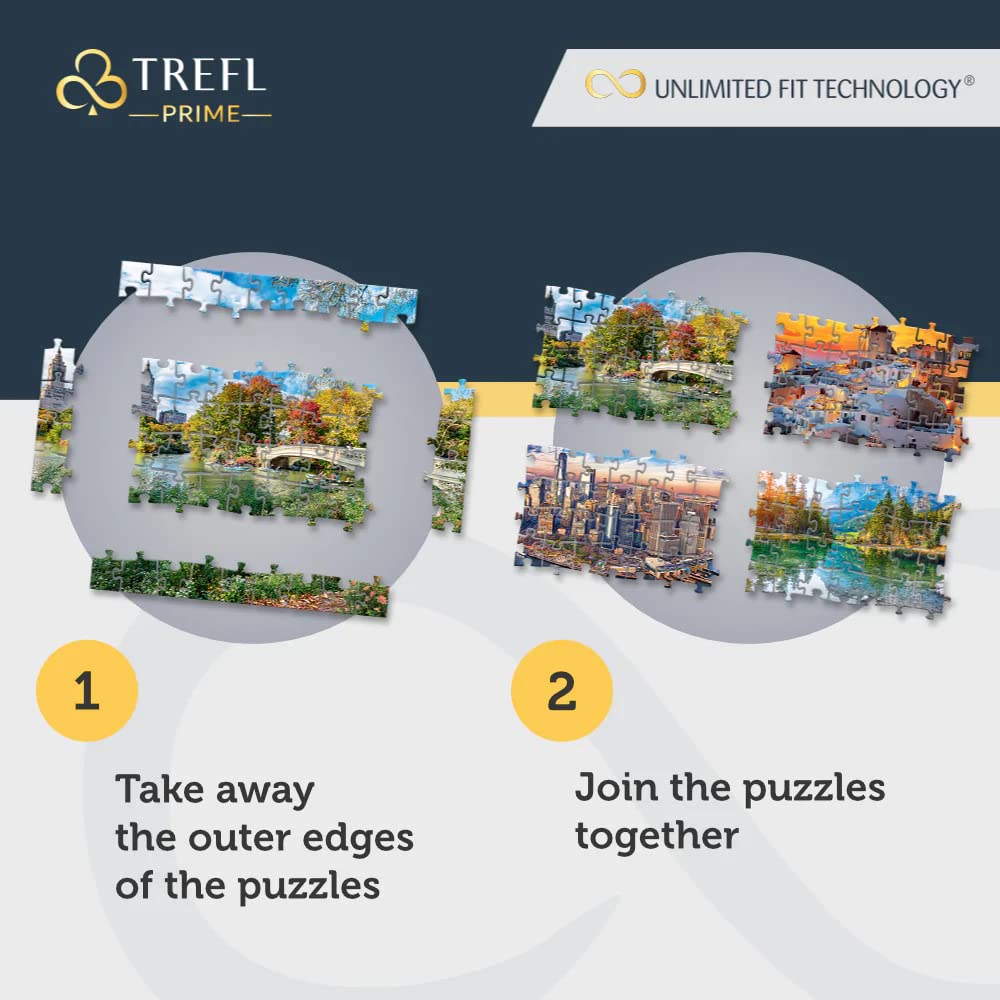 Trefl Premium UFT collage expansion: connect same-size puzzles for a larger tapestry.