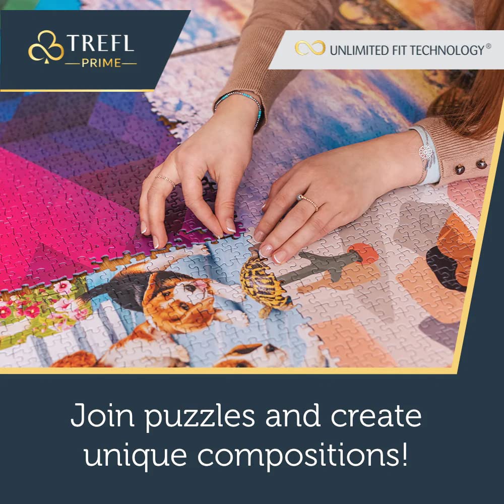 Trefl Premium UFT puzzle pieces in progress: memory training via careful fitting.