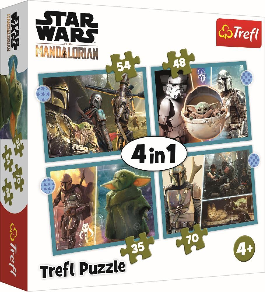 Trefl Star Wars Mandalorian puzzles set of four with colorful Mandalorian characters for focused play