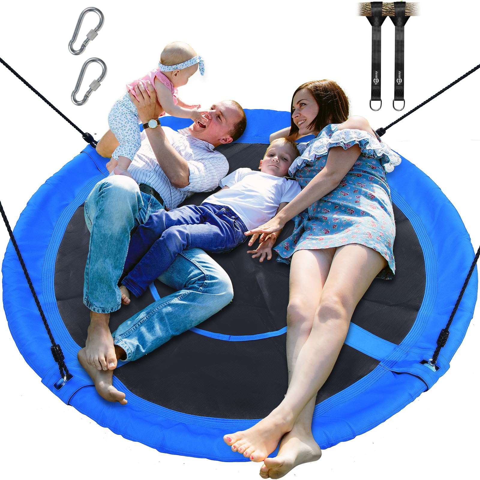 Trekassy 60-inch saucer swing outdoors for family fun.