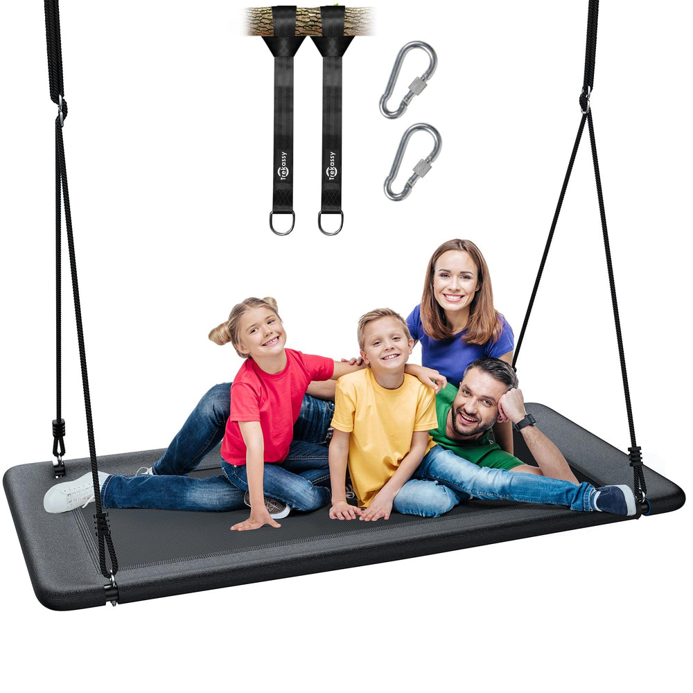 Trekassy 60-inch platform swing seat area for kids, spacious and sturdy for social play.