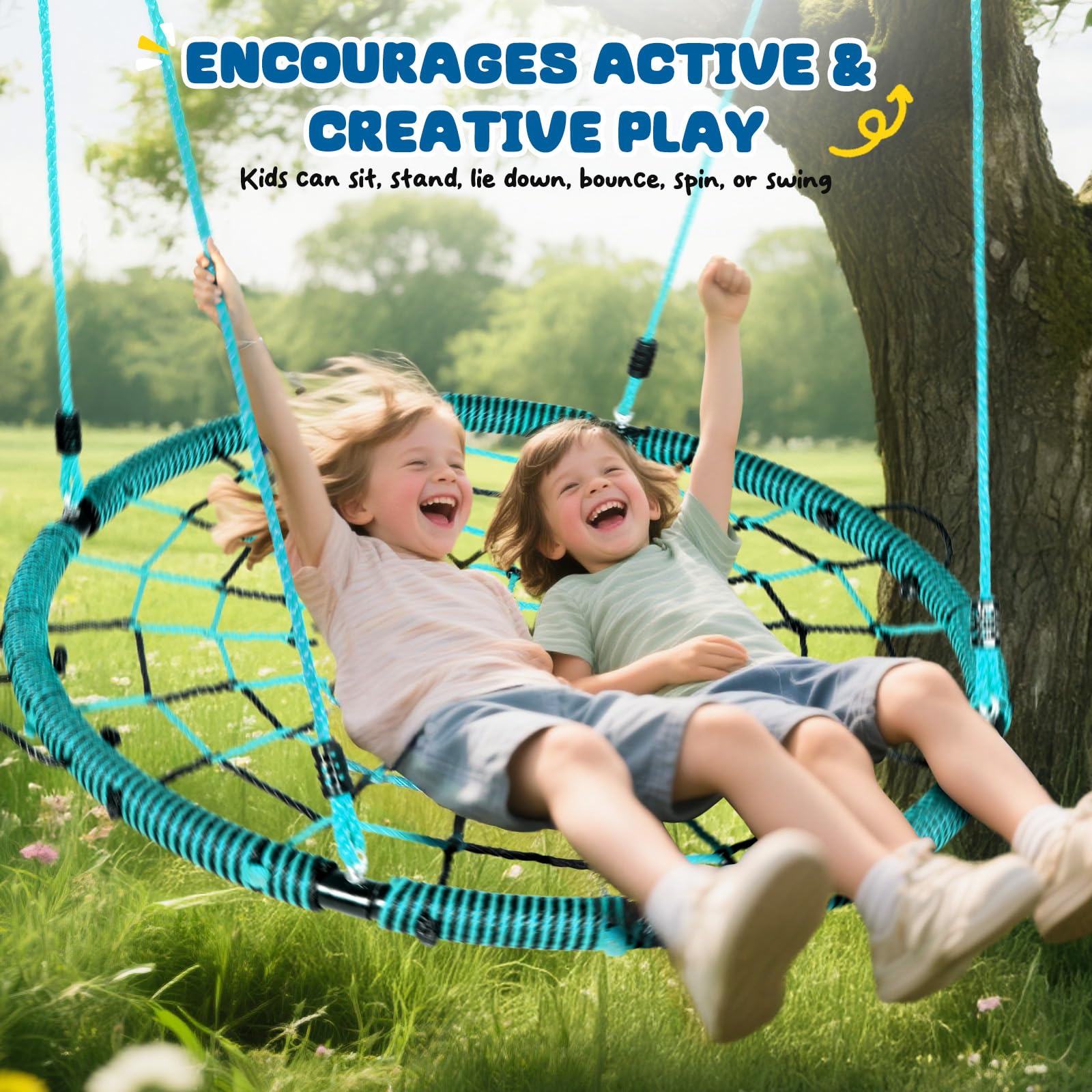 Trekassy braided rope swing with metal rings ensures secure attachment