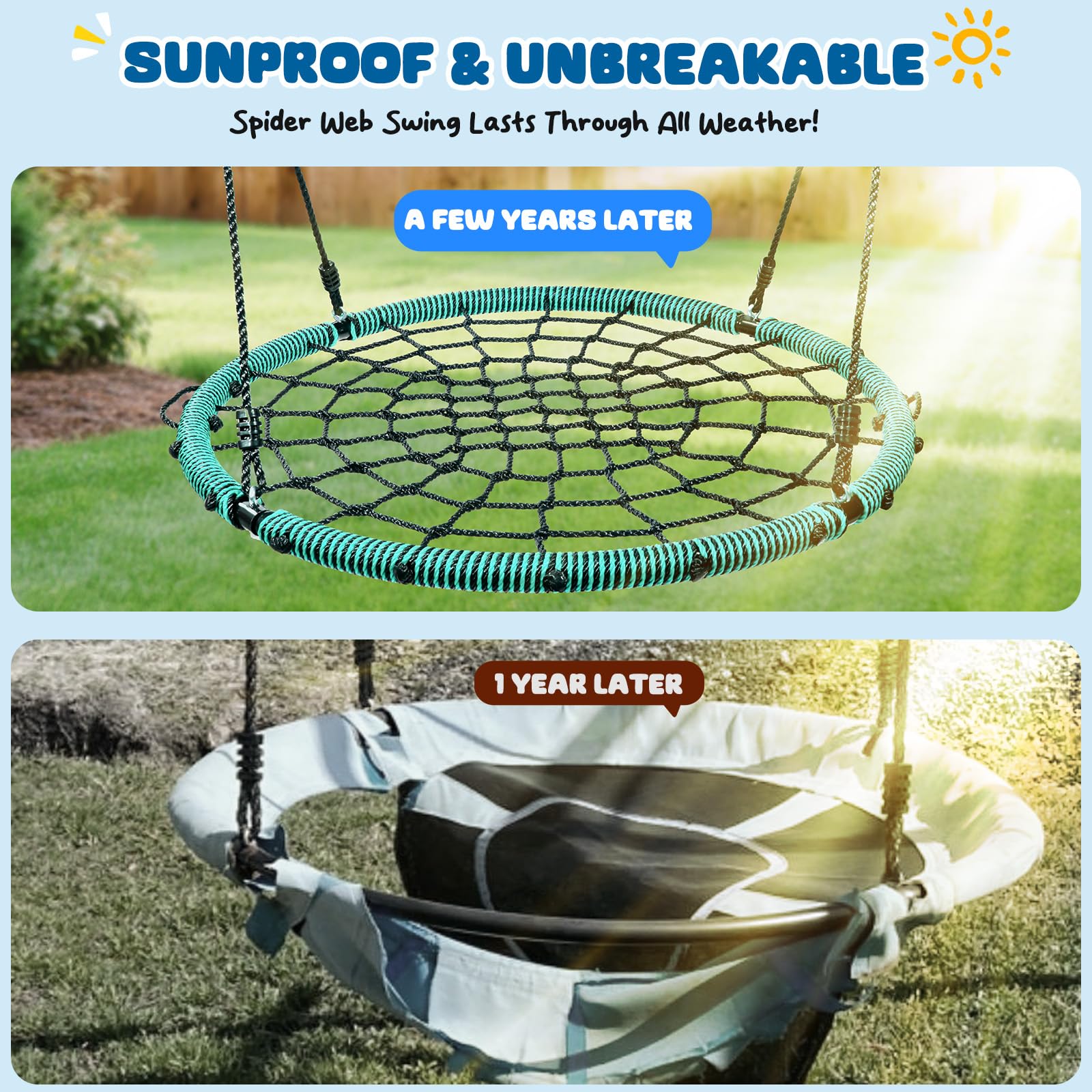 Trekassy durable braided rope and PE webbing ensure comfortable seating.