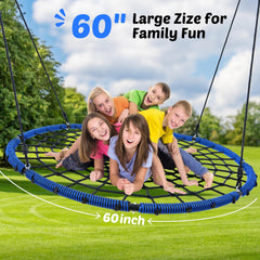 Trekassy heavy-duty steel frame supports a stable 60-inch saucer swing.