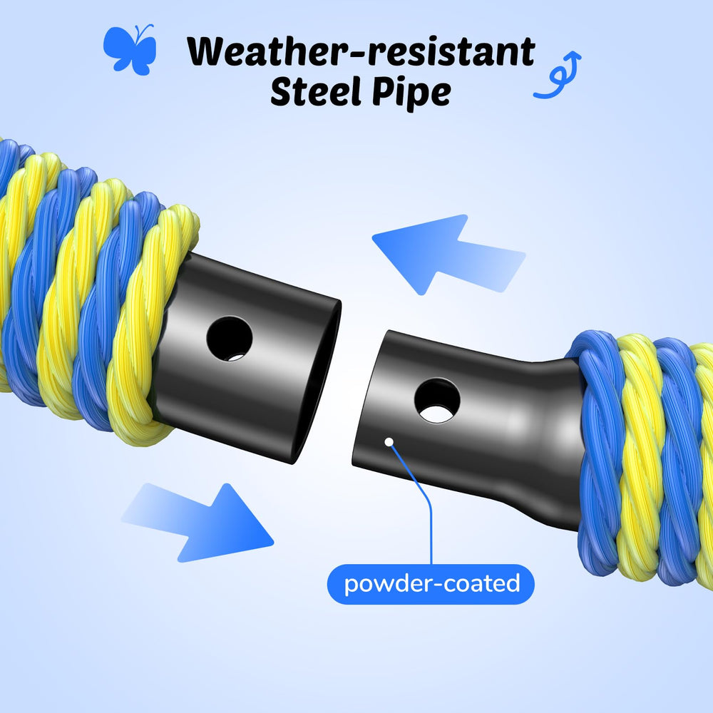 Trekassy heavy-duty steel frame provides stable support during play