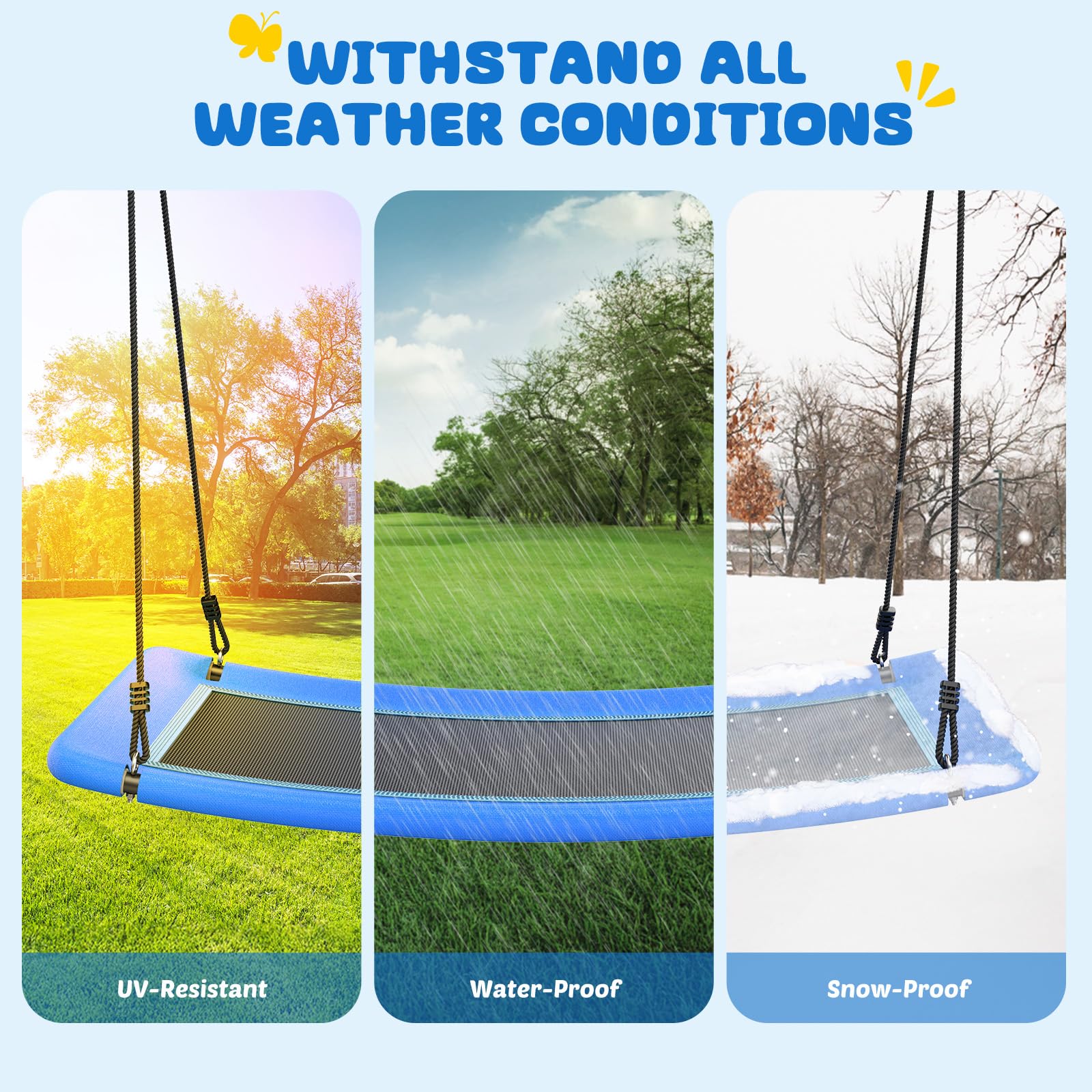 Two heavy-duty tree straps ensure secure mounting on sturdy trees.