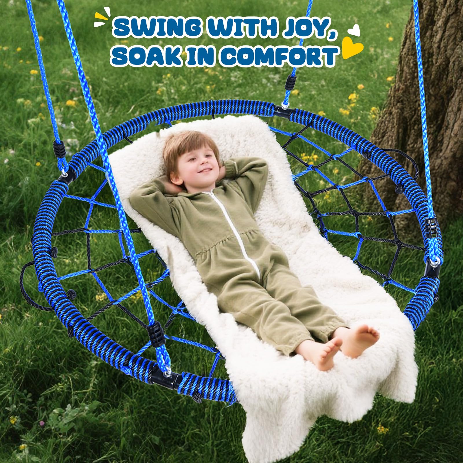 Trekassy swing features metal rings for reliable fastenings.