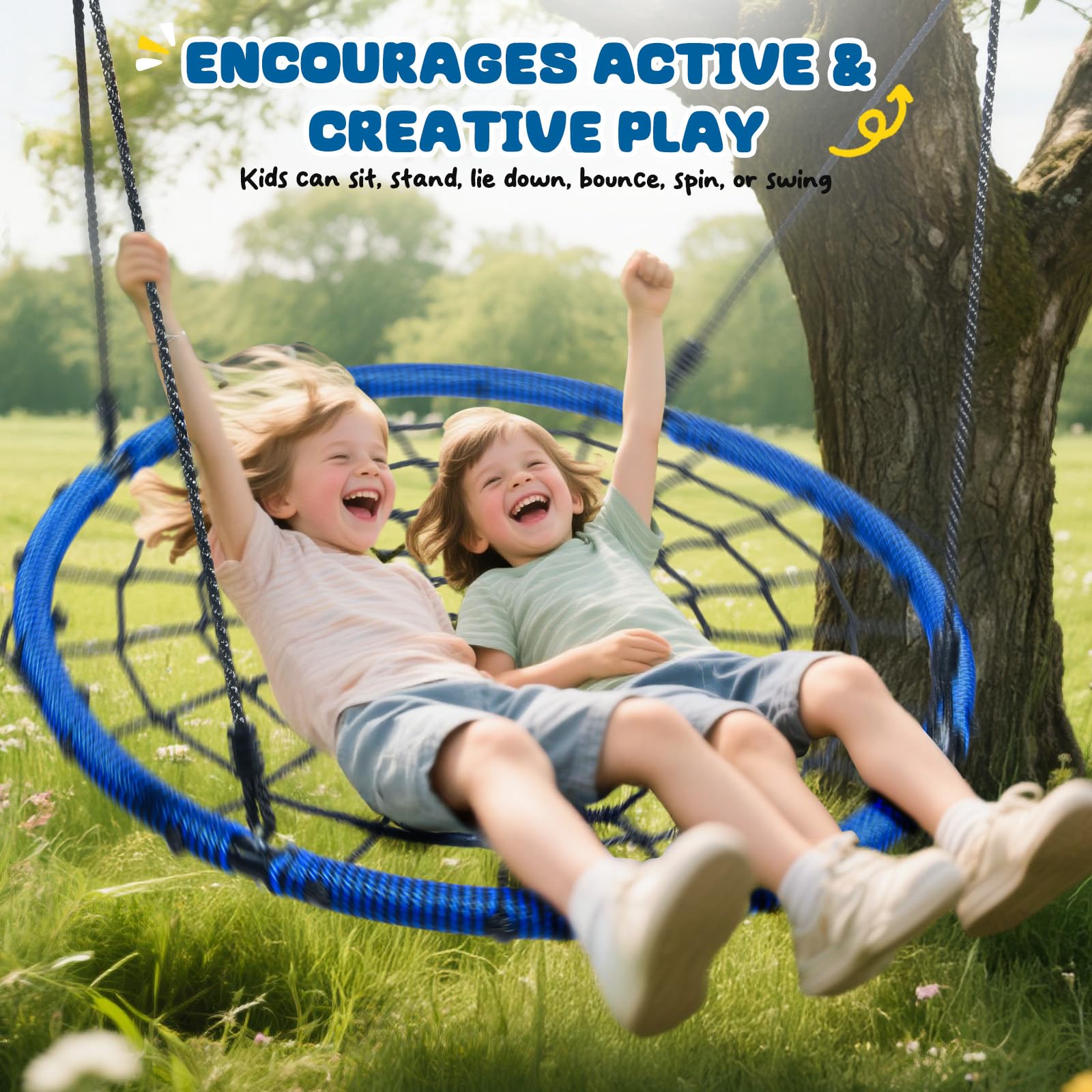 Trekassy nest swing features durable rope and metal rings for stability.