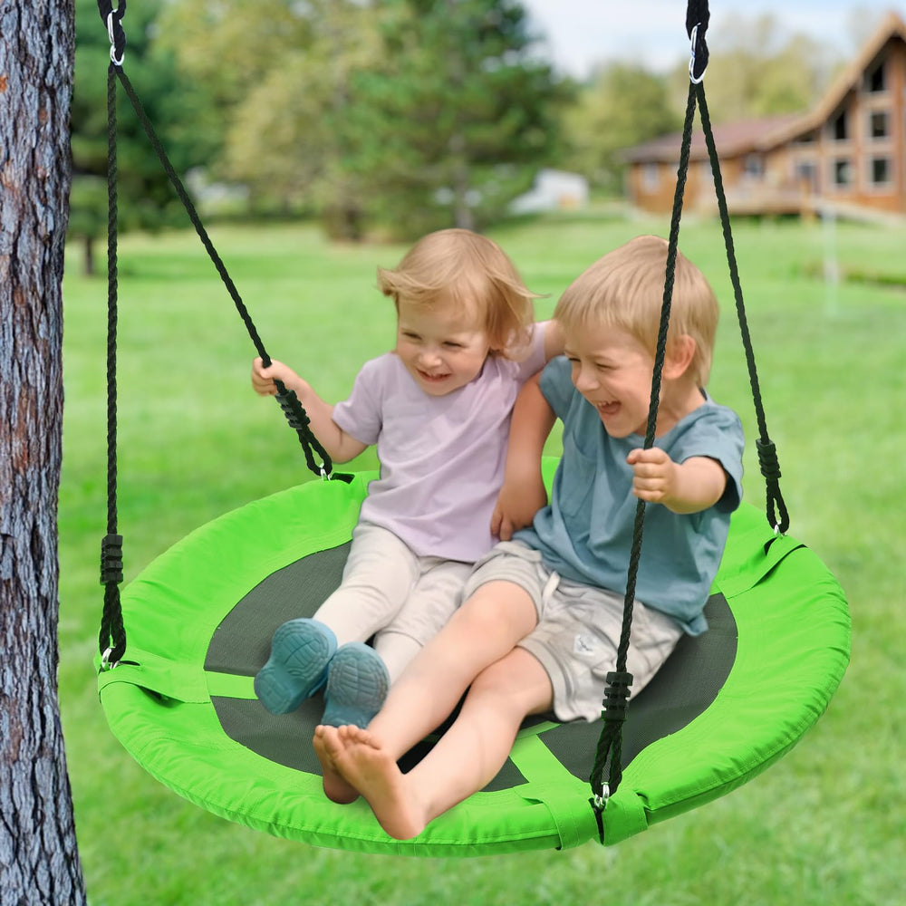Trekassy outdoor saucer swing supports family fun outdoors.