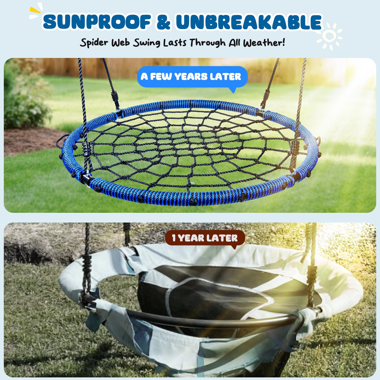 Trekassy swing mounts indoors or outdoors on trees or swingsets.