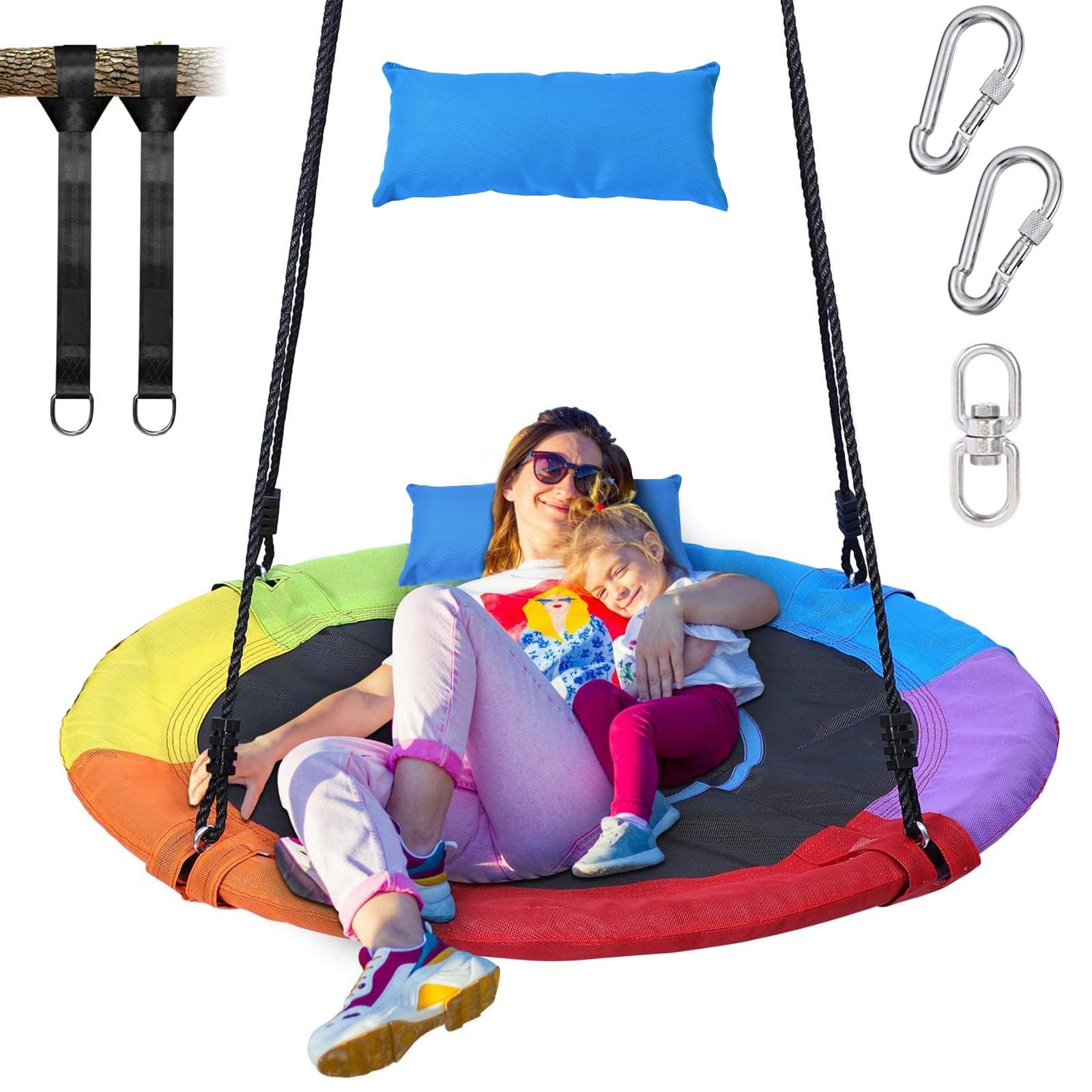 Trekassy saucer swing with 40-inch pillow seat for cozy outdoor lounging