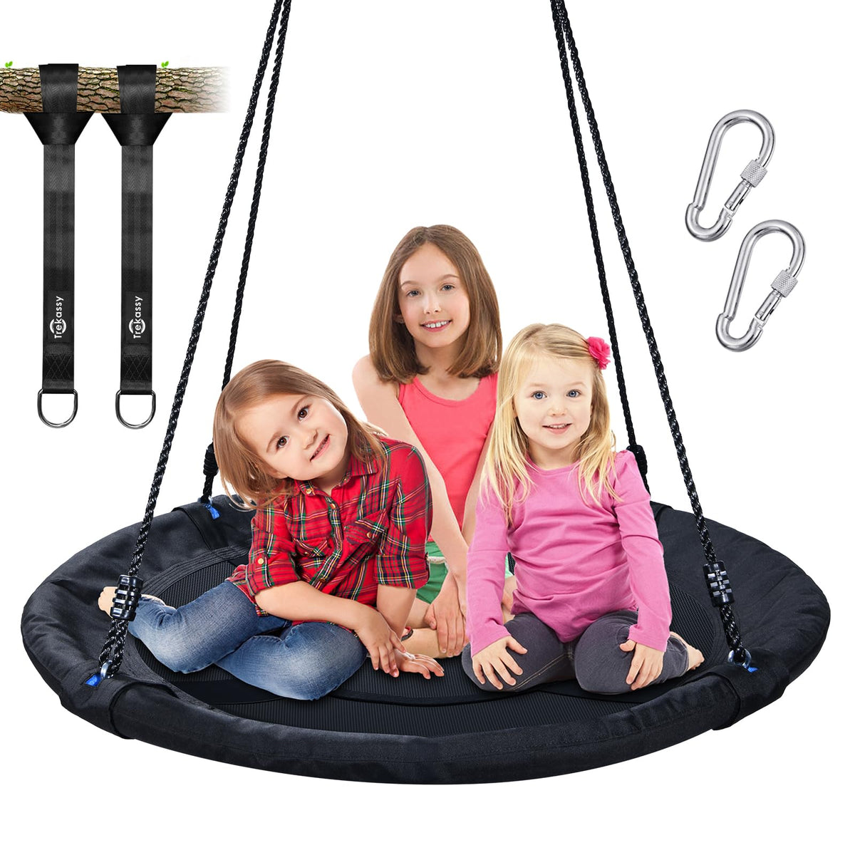 Trekassy saucer tree swing with 40-inch steel frame for sturdy outdoor play.