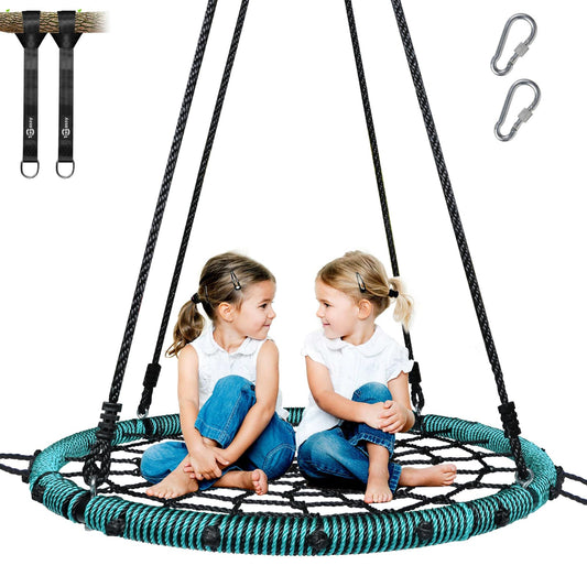 Trekassy Spider Web Saucer Swing 40-inch shows sturdy steel frame for family fun.