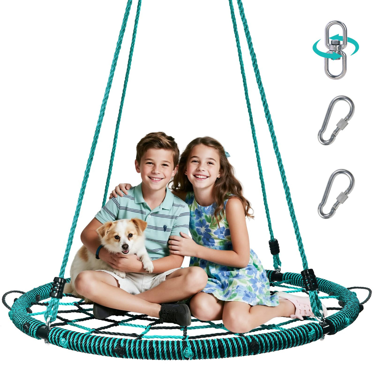 Trekassy Spider Web Saucer Tree Swing with 40-inch steel frame for family backyard fun