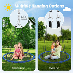 Trekassy spider web swing outdoors scene highlighting spacious 45-inch seat for all ages