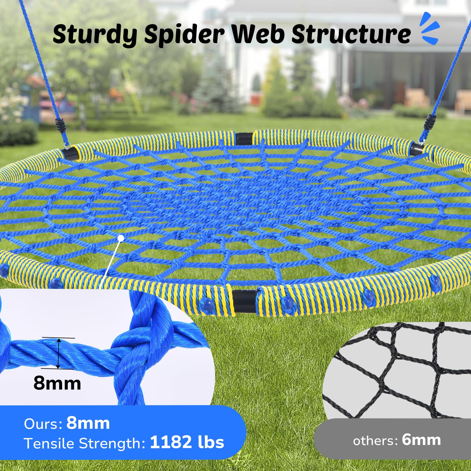 Trekassy spider web swing ropes are breathable and UV resistant for outdoor use