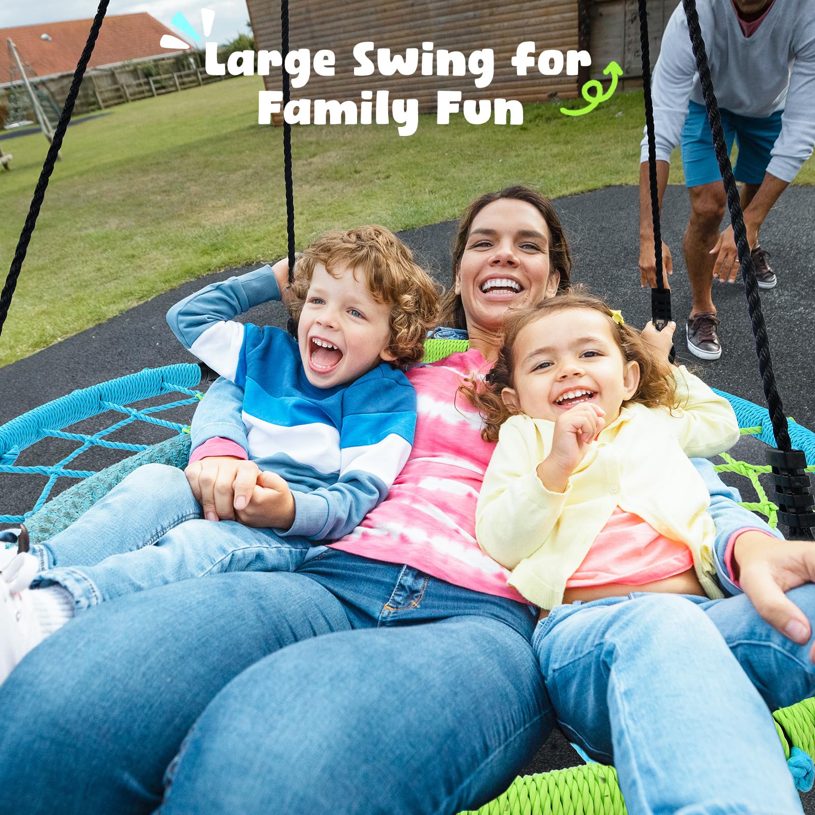 Trekassy spider web swing includes two high-capacity tree straps for quick setup