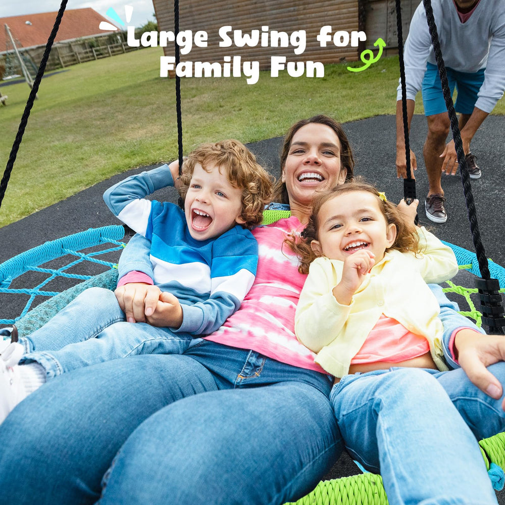 Trekassy spider web swing includes two high-capacity tree straps for quick setup
