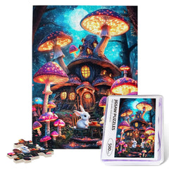 TREKTOTS whimsical forest moonlit mushroom house puzzle for relaxing evenings and décor.
